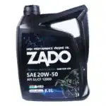 روغن موتور SJ پرمیوم برند زادو 20W-50 تکی و کارتن 6 عدد (3.5 لیتری)