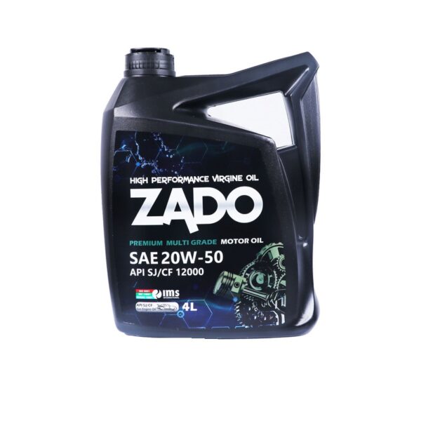 روغن موتور پرمیوم SJ برند زادو 20W-50 تکی و کارتن 6 عدد (4 لیتری)